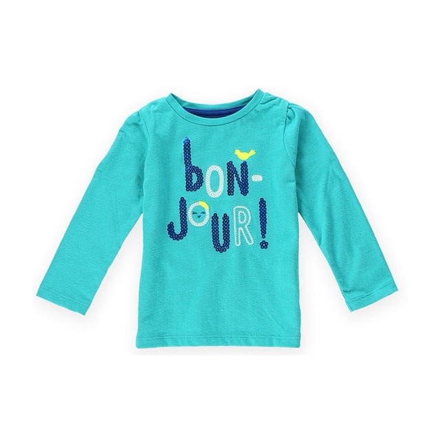 Gymboree - Camiseta con adornos Bon Jour para niñas, verde, 12-18 meses