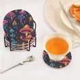 thumbnail image 5 of Haosy Set of 6 Drink Woven Coaster with Holder Heat Resistant Non-Slip Bar Coasters 4 Inches Neon Mushroom and Star, 5 of 7