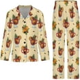 thumbnail image 4 of Top-kevin Pajama Sets for Womens Koalas Kangaroos Hedgehogs Hat Loose Button Down Long Sleeve Shirts And Pants Set, 4 of 12