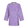 thumbnail image 4 of Mohiass 3/4 Sleeve Polo Shirts for Women Sequin Print Button Up Tops Lapel Collared T Shirts Trendy Summer Casual Shirts Purple L, 4 of 4