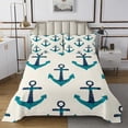 thumbnail image 1 of YST Nautical Anchors Quilt Set Queen Sea Adventure Bedspread Set For Young Vintage Hand Drawn Ocean Theme Coverlet Set Cartoon Geometric Blue Bed Set, 1 of 5