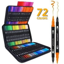 72 Colors Dual Tip Brush Markers Pens Adult Coloring - Art Markers Set Fine Tip Coloring Marker & Brush Pen Set with Premium Case for Drawing, Doodling, Journal, Writing, Drawing, Hand Lettering