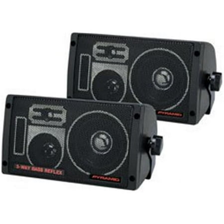 Pyramid 2060 300W 3-Way Car Audio Mini Box Speakers Indoor Stereo System (Pair)