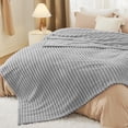 thumbnail image 6 of ROSEKIND Striped Blanket, Premium Faux Fur Touch Ribbed Throw for Sofa and Bed, Cozy Gift for Adults and Friends, 40''x60'', Silver Cloud, 6 of 8