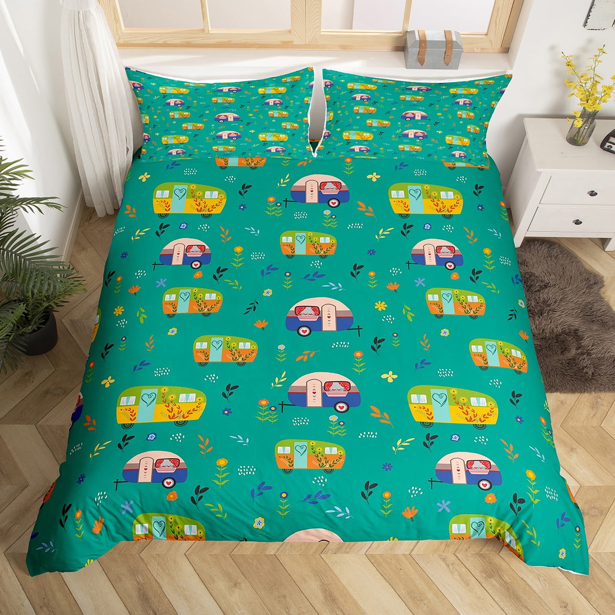 Camping Comforter Cover Camper Decor Duvet Cover,Camping Bedding Set