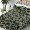 thumbnail image 3 of Ambesonne Jungle Fitted & Flat Sheet with Shams 4 Pcs Set, Wild Scene of Leopards Print, Calking, Forest Green and Marigold, 3 of 5