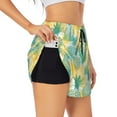 thumbnail image 2 of Bixox Women's Pineapples1 pattern 2 in 1 Running Shorts - Lightweight Athletic Workout Gym Yoga Shorts Liner with Pockets - Small, 2 of 7