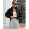 thumbnail image 3 of Women' s Cropped Quilted Puffer Jacket Outerwear Coats, 3 of 17