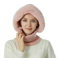thumbnail image 1 of Breezora Womens Knit Hat Scarf Ear Protector Warm Fashion Versatile Hat Pink, 1 of 4