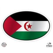 Sahrawi Arab Democratic Republic Flag Oval - 3" Vinyl Sticker - For Car Laptop I-Pad Phone Helmet Hard Hat - Waterproof Decal