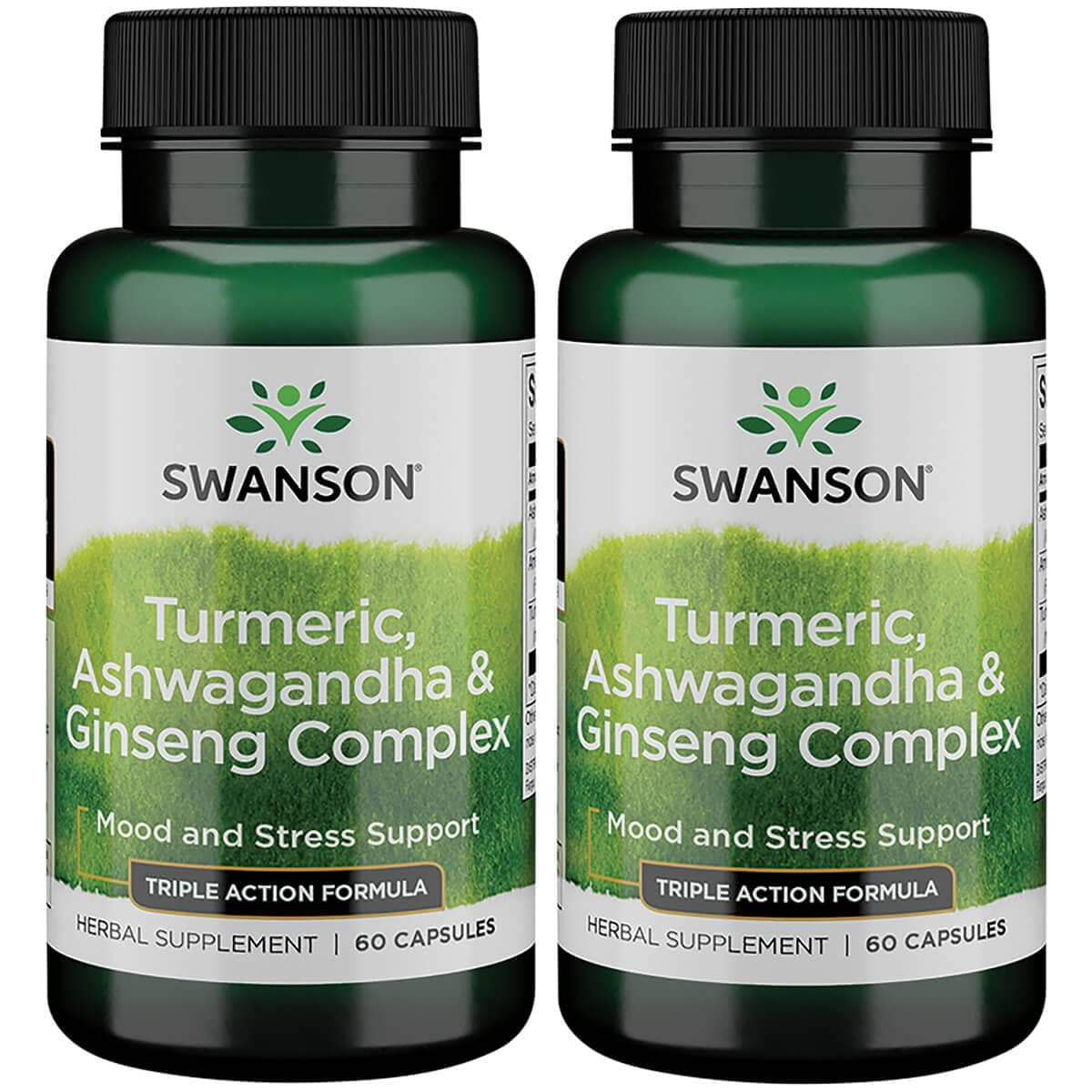 Swanson Turmeric, Ashwagandha & Ginseng Complex 60 Caps 2 Pack