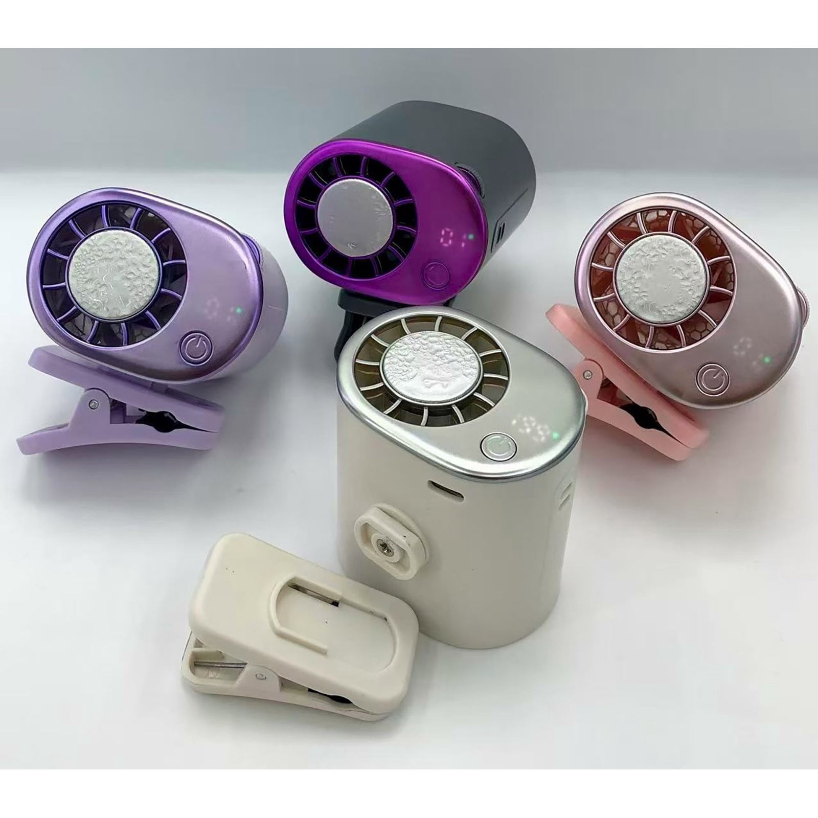 Clip on Fan with Digital Display, Rechargeable Portable Mini Fan, Usb-C, Ice Pack, for Car Office Travel Outdoor