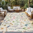 thumbnail image 2 of Spring Floral Outdoor Rug for Patio/Deck/Porch, Non-Slip Large Area Rug 5 x 7 Ft, Elegant Pastoral Flowers Dragonfly Retro Indoor Outdoor Rugs Washable Area Rugs, Reversible Camping Rug Carpet Runner, 2 of 8