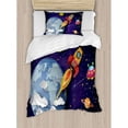 thumbnail image 3 of Outer Space Duvet Cover Set Queen Size, Rocket on Planetary System with Earth Stars Ufo Saturn Sun Galaxy Boys Print, Decorative 3 Piece Bedding Set with 2 Pillow Shams, Multicolor, by Ambesonne, 3 of 3