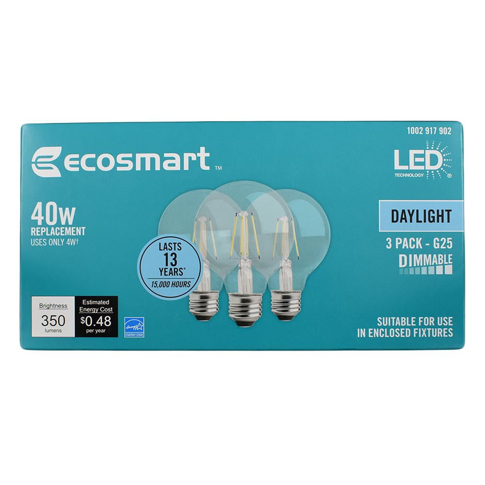 EcoSmart 40Watt Equivalent G25 Dimmable Energy Star Clear Filament