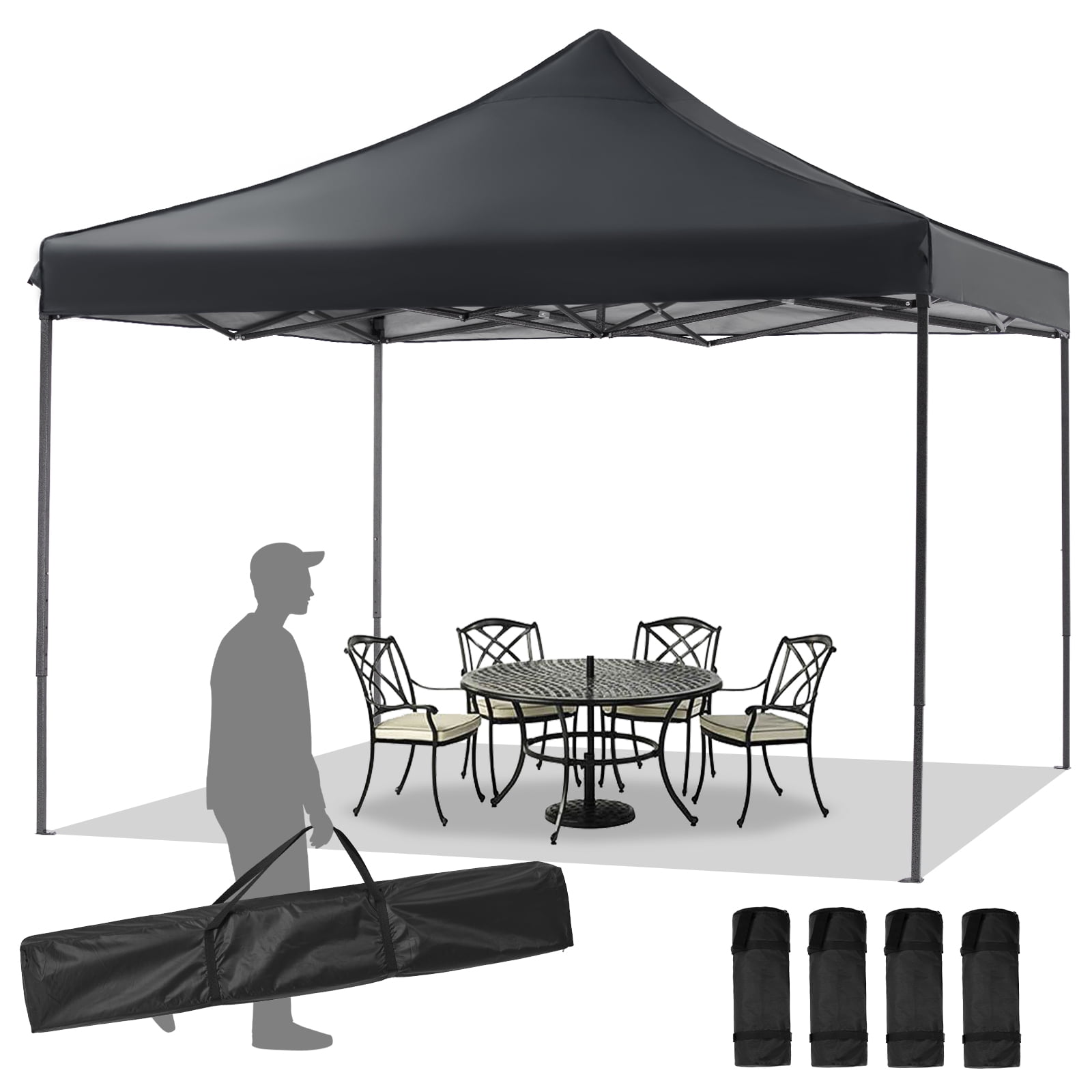 GIANNA 10x10 FT Pop Up Canopy Tent with Slant Legs and Carrying Bag, Easy Setup Outdoor Shelter for Patio, Garden, Beach, Grey