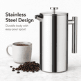 thumbnail image 2 of Living French Press Coffee Maker 34oz, Stainless Steel French Press Coffee, 4 Filter Heat Resistant Double Insulated, Rust-Free, Food Grade, Dishwasher Safe Coffee Pot, 2 of 7