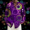 thumbnail image 2 of Hpapadks Men's Shirts Casual Long Sleeve Fall Winter Carnival 3D Print Buckle Lapel Tops Loose Mens Dress Shirt Purple XXXL, 2 of 5