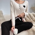 thumbnail image 6 of Blmnix Petite Pajamas Pajama Pants Cute Pajama Sleepwear Sets Pjs Long Sleeve Full Boat Neck Black Valentines Day Pjs,S, 6 of 8