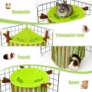 Colenumone Guinea Pig Hideout Forest Fleece Corner Hideaway for Cage Accessories, Soft Fleece Tassel Hammock Tent for Small Animals, Bunny, Ferret, Chinchilla, Rat, Hedgehog, Dwarf Rabbit