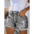 thumbnail image 4 of ONLYSHE Womens Casual Ripped Denim Shorts Mid Waisted Stretchy Jean Shorts for Women, 4 of 7