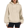 thumbnail image 2 of Oversized Sweatshirts for Women Clearance Winter Fall Loose Fit Hooded Long Sleeve Batwing Off the Shoulder with Pocket Plain Hoodie Cotton Sweatshirt Sweatshirts(Beige,XL), 2 of 6