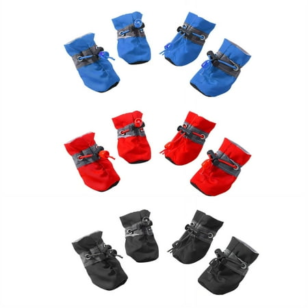 GASTROPOD 4Pcs Dog Shoes Nylon Fabric Soft & Comfortable Dog Booties Breathable Mesh Dog Boots Anti-Slip Rubber Sole Dog Rain Boots 4.5x3.5cm Style3