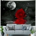 thumbnail image 4 of Nawypu Red Rose Tapestry Rose Flower Under Moon Black Starry Sky Reflection on Water Blossom Floral Romantic Home Decor Wall Hanging Art for Living Room Bedroom Dorm, 4 of 6