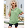 thumbnail image 7 of Women'S Loose Zip Hooded T-Shirt Green S, 7 of 7