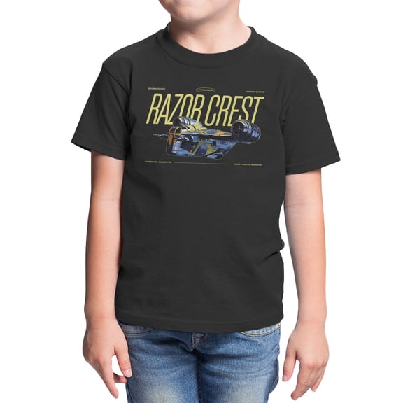 Star Wars The Mandalorian And Grogu Razor Crest New Paint Youth T Shirt (Black, XS-XL)