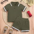 thumbnail image 5 of NOLDARES Toddler Baby Boy Summer Outfit Play Clothes Short Sleeve Truck Print Tee Elastic Shorts Blazer,9-12 M, 5 of 5
