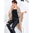 thumbnail image 6 of LELINTA Women Batwing Tassel Irregular Hem Two Button Split Wrap Cardigan Poncho Sweater Coat, 6 of 6