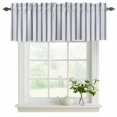 thumbnail image 2 of Navy Blue Striped Valances for Windows, Decorative Rod Pocket Window Valance Curtains, Navy Blue White Stripes Farmhouse Short Curtain Drapes for Kitchen/Bathroom/Living Room, 2 Panels, 42" W x 12" L, 2 of 8