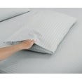 thumbnail image 5 of Royale Linen Striped Bed Sheet Set - Brushed Microfiber 1800 Bedding - 1 Fitted Sheet, 1 Flat Sheet, 2 Pillowcase - Wrinkle & Fade Resistant - 4 Piece Damask Stripe Sheet Set (Stripe Silver, Full), 5 of 10