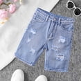 thumbnail image 2 of Girls High Waisted Denim Shorts Pink Bow & Distressed Styles Stretch Casual Bottoms Shorts for Teens Stylish, 2 of 7