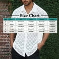 thumbnail image 3 of USNSM Mens Lace Hollow Out Button Down Shirt Short Sleeve Mesh Lapel Shirts Casual Summer Beach Vacation Tops White L, 3 of 6