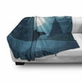 thumbnail image 2 of Animal Soft Flannel Fleece Blanket, Bear Silhouettes Illustration Night Mountain Pine Trees Computer Graphics Artwork, Cozy Plush for Indoor and Outdoor Use, 60" x 80", Petrol Blue, by Ambesonne, 2 of 5