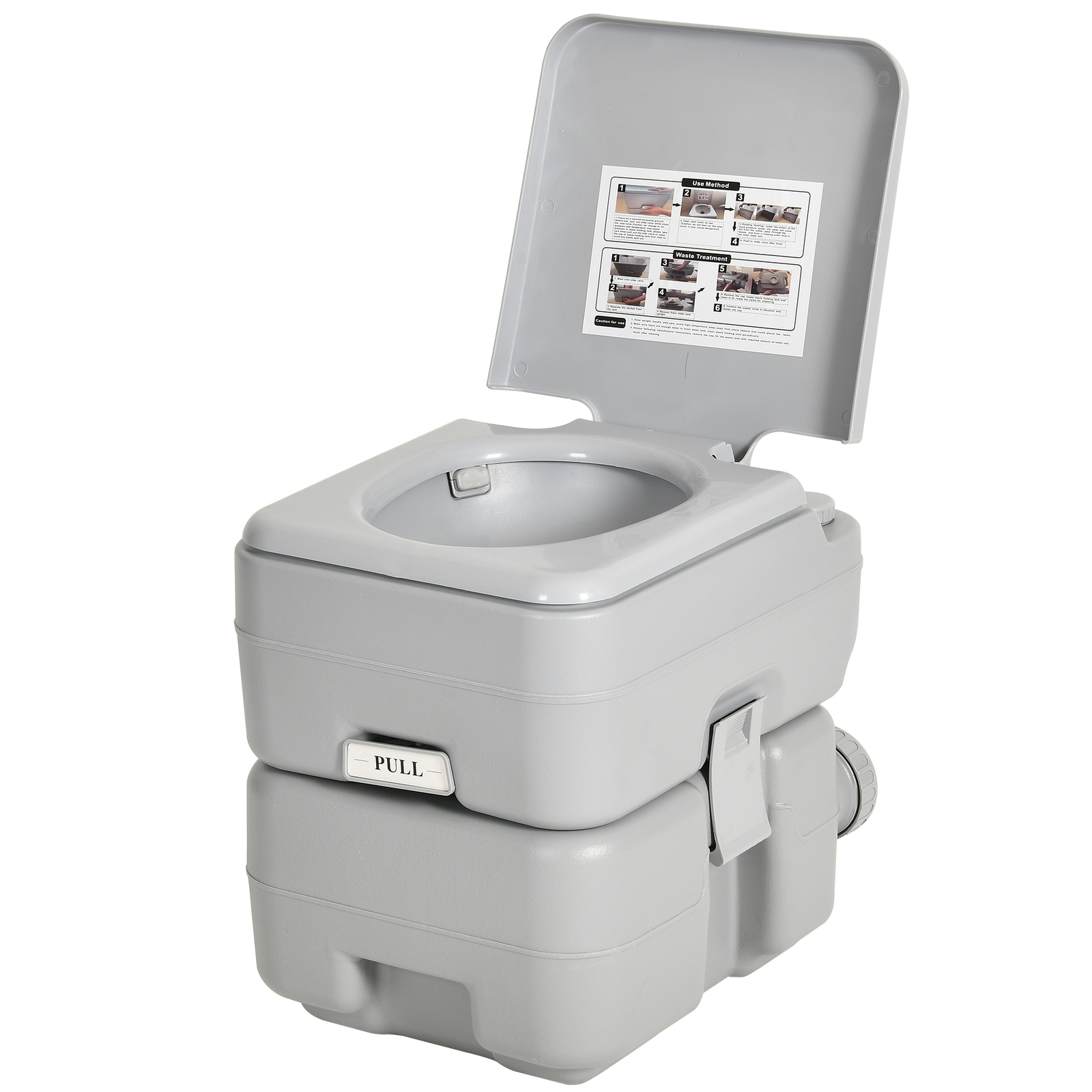 ETHFRF camping outdoor portable toilet -3.17-gallon water tank/6.08-gallon sewage tank, T-shaped strong flushing, odor proof slide valve, 441 pound load-bearing, gray (PP/PE/ABS material)