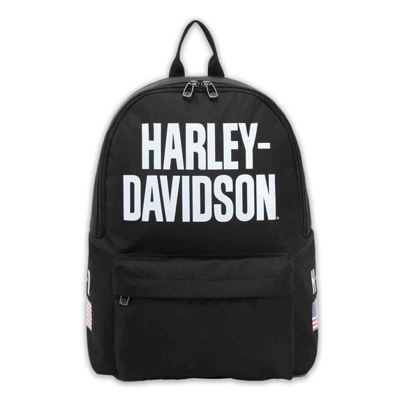 Harley-Davidson Rugged American Flag Graphic Durable Backpack, Black, Harley Davidson