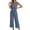 Blue, variant on XFeng.Women's Sleeveless Lace Two Piece Shorts Set, Solid Color Round Neck Hollow Out Casual Romper Outfit.Black.S