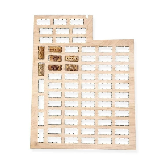 TORCHED Utah Wine Cork Map | Wall Mount Display Decor Art | Brown