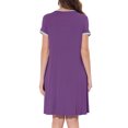thumbnail image 3 of Vestido de salón para mujeres INSPIRE CHIC, camisones de noche, pijamas de color sólido, con cuello redondo, bata de noche, S púrpura, 3 of 5