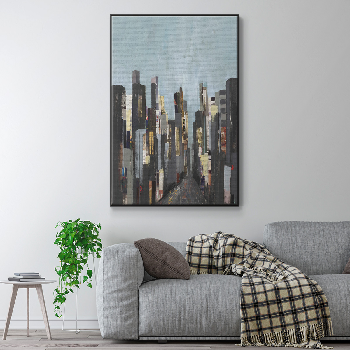 City Beat Framed Premium Gallery Wrapped Canvas - Ready to Hang - 27 x 41 - Black Floating Frame