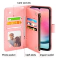 thumbnail image 4 of Compatible with Samsung Galaxy A24 4G/5G Wallet Phone Case and Tempered Glass Screen Protector Flower Faux Leather Flip Credit Card Holder Stand Zipper Cell Cover for A 24 24A Lte Women Pink, 4 of 8
