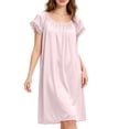 thumbnail image 3 of Chemise Nightgowns for Women Zaewscy Lady's Home-style Short-sleeved Lace Nightgown Beige Free Size, 3 of 8