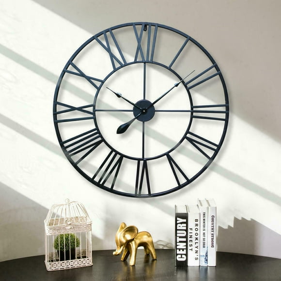 Moustache 32 inch Large Wall Clock for Home Decor, Retro Roman Giant Metal Wall Clocks Silent, Precision Jumping Seconds