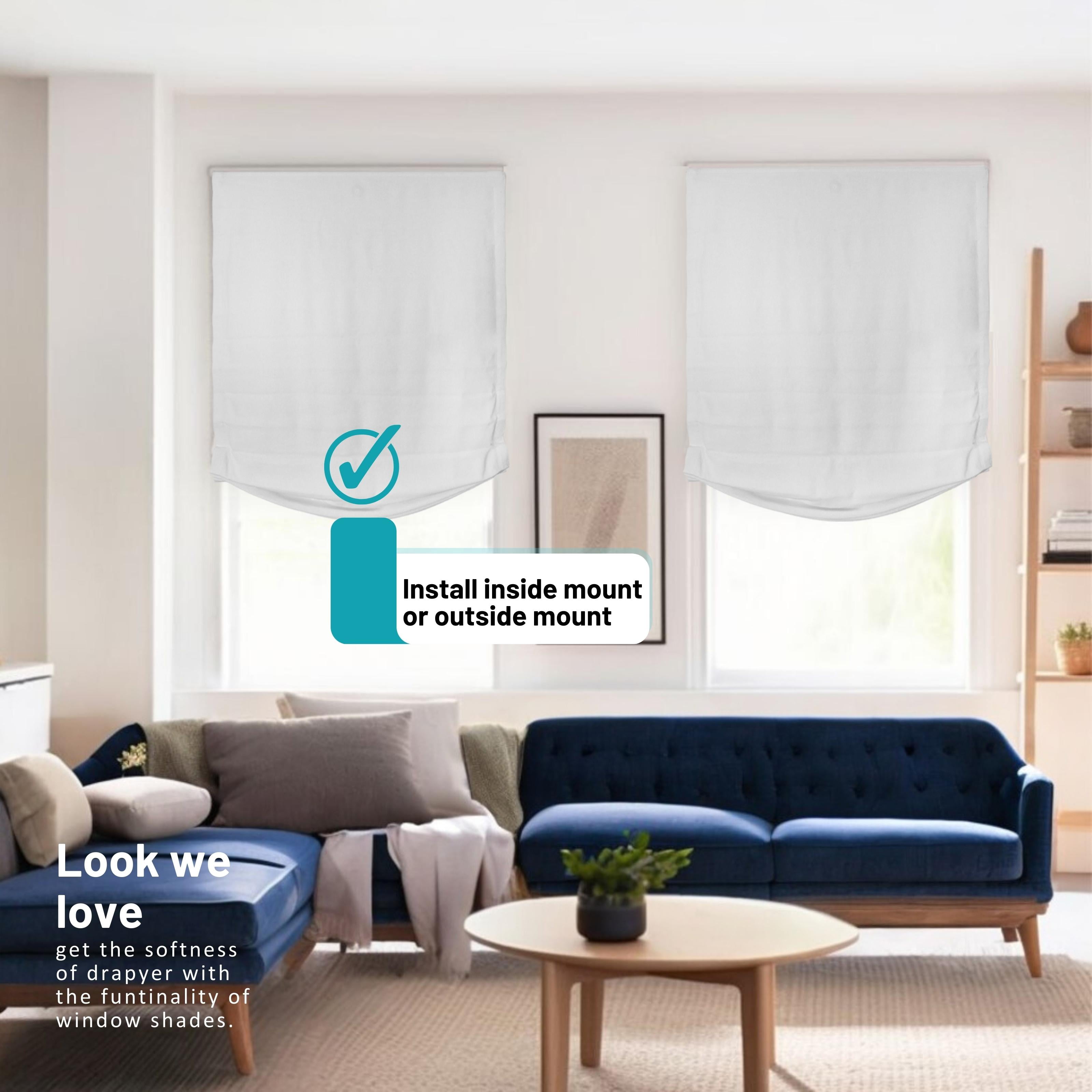Chicology Cordless Roman Shades, White (Relaxed), 39"W X 64"H