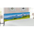 thumbnail image 2 of Europe Headboard, Blooming Flowers Snowcapped Mountain Tops in Background National Park Bavaria, Upholstered Decorative Metal Bed Headboard with Memory Foam, King Size, Green Sky Blue, by Ambesonne, 2 of 4