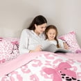 thumbnail image 5 of Erosebridal Pink Leopard Print 7-Piece Twin Bedding Sets For Girls,Letter A Initial Bedding Comforter Set,Pink Reversible, 5 of 7