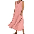thumbnail image 3 of Bovxnpu Womens Summer Dress, Women's Casual Maxi Dresses Boho Beach Dress, Women's Fashion Holiday Summer Solid Color Sleeveless Hollowed Out Party Midi Beach Dress XL, 3 of 7